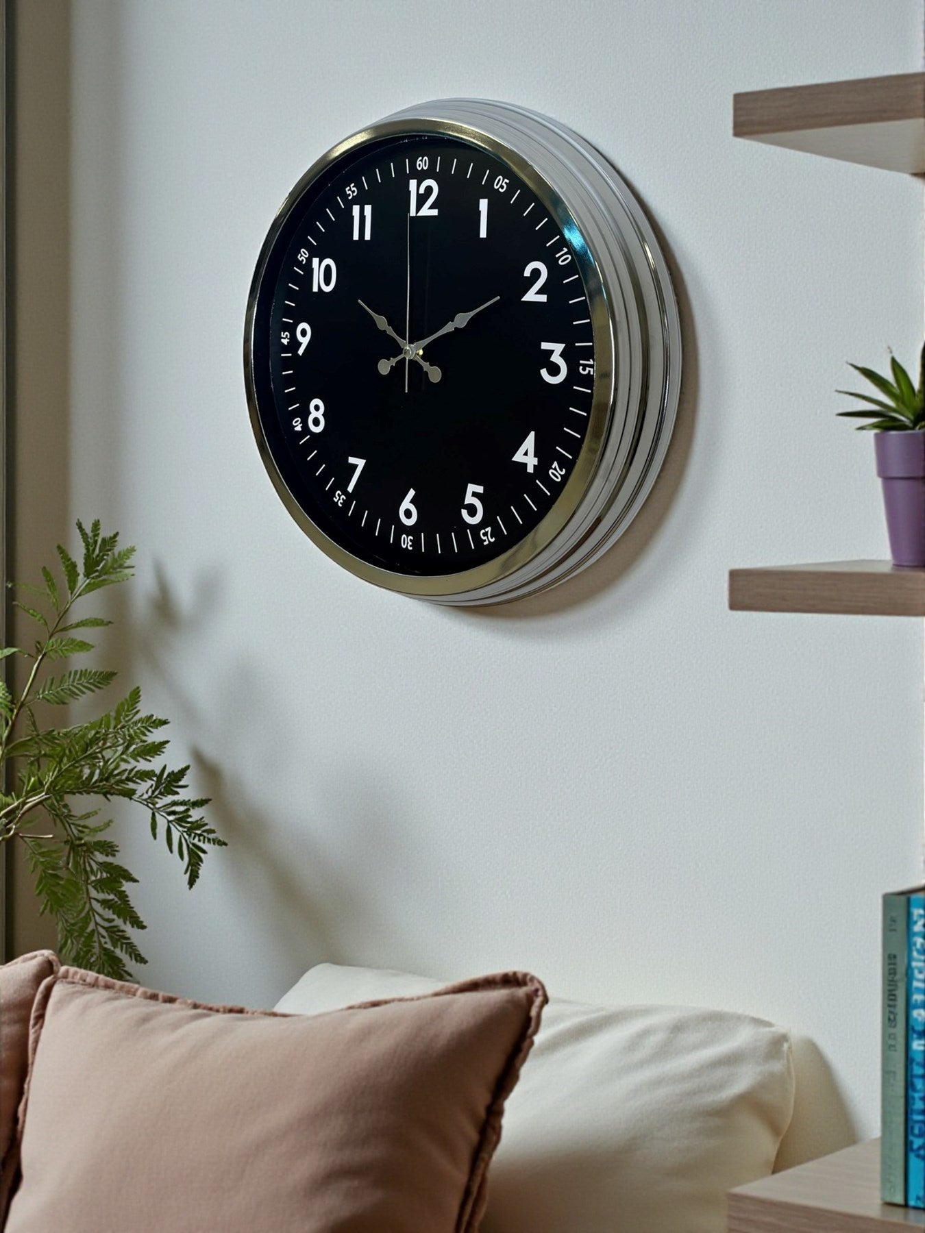 Zentime Klasik 40 Cm Krom Şık Metal Duvar Saati