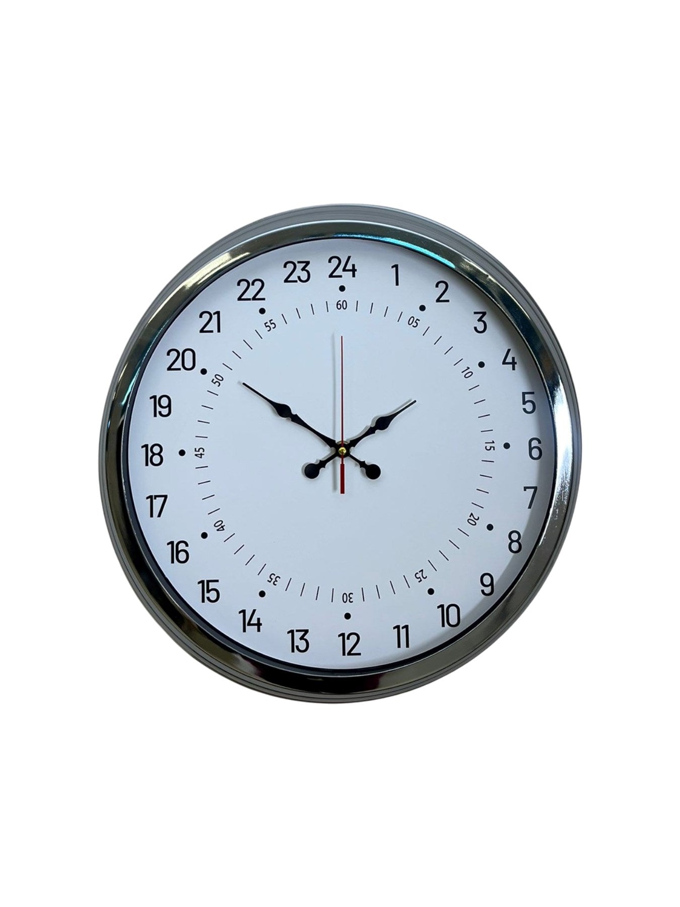 Zentime Krom 40 Cm Metal 24 Saat Göstergeli Özel Tasarım Duvar Saati