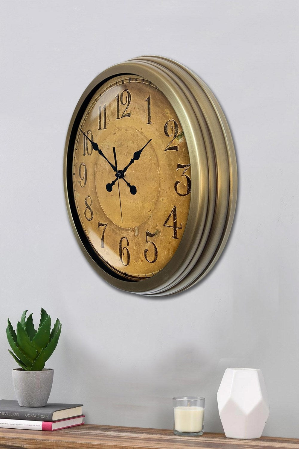 Zentime Bronz Nostalji 40 Cm Metal Eskitme Duvar Saati