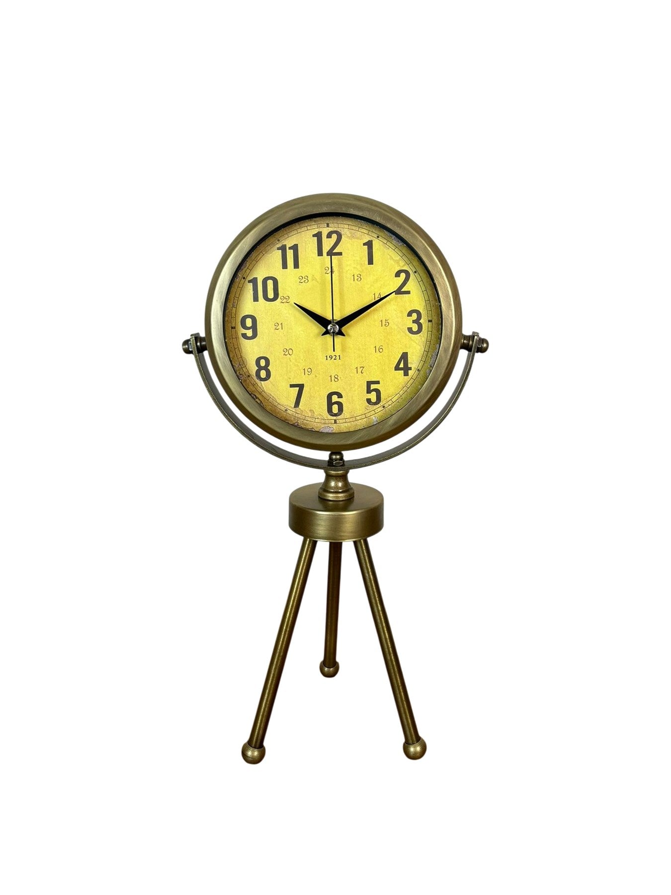 Zentime Retro Antique Üç Ayaklı Metal Eskitme Masa Saati