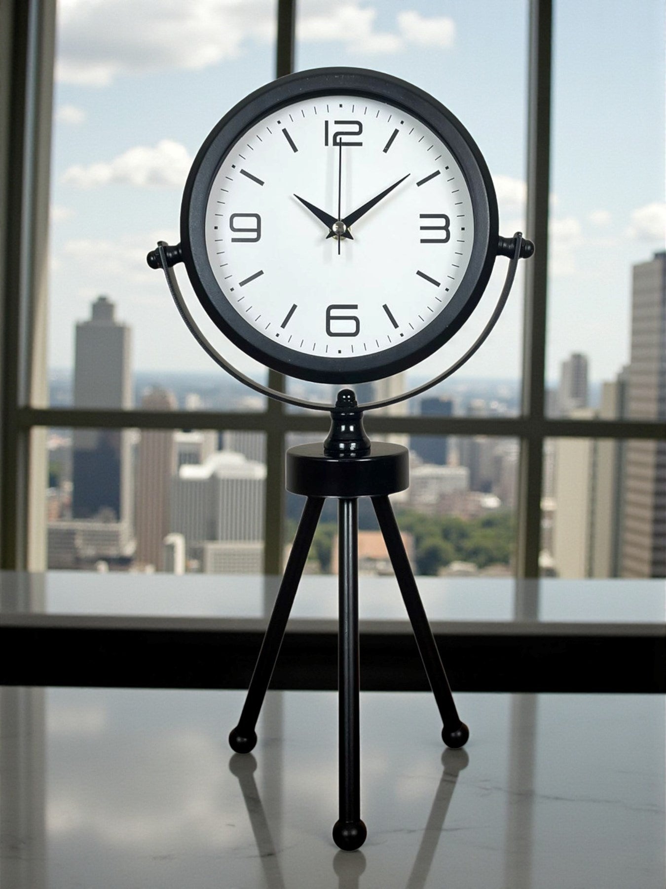 Zentime Black Elegant Metal Üç Ayaklı Masa Saati