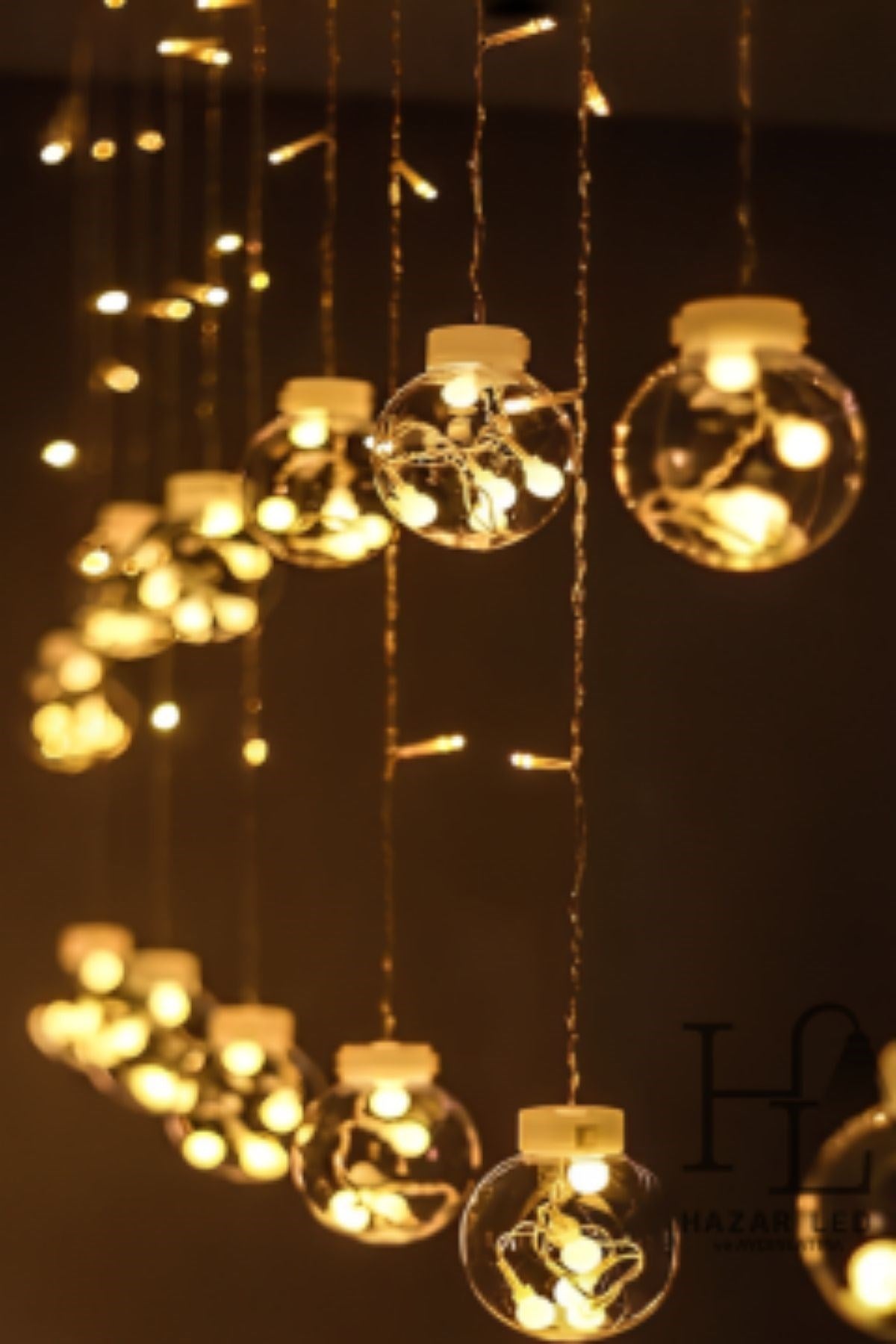 10 Sarkıtlı Kumandalı Dekoratif Top İçi Mini Toplu LED Günışığı Rengi Dekoratif Aydınlatma