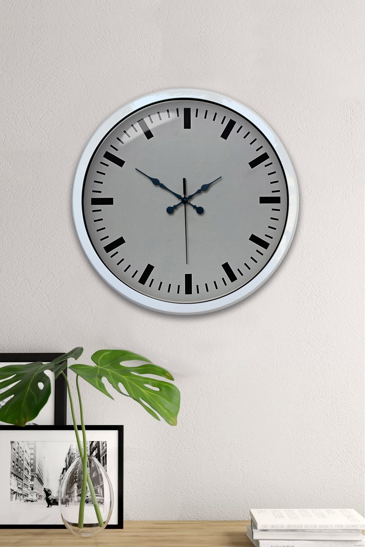 Zentime 40 Cm Metal  Beyaz Modern Duvar Saati