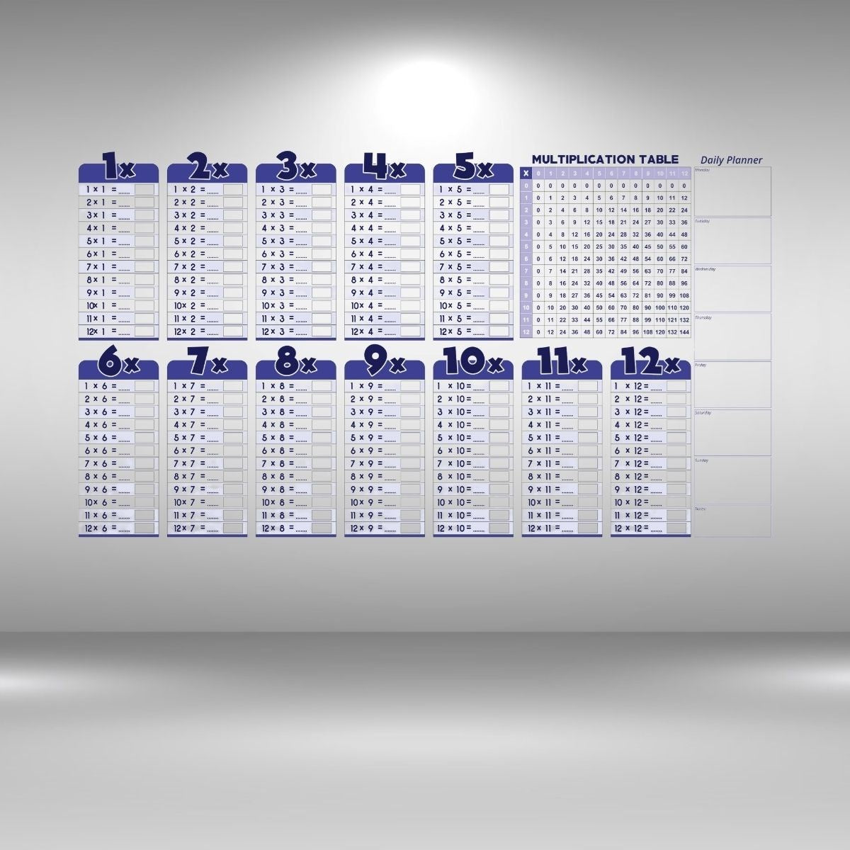 ANKAVERSE® Statik Akıllı İngilizce Çarpım Tablosu - 100x56 cm (Silgili Kalem Hediyeli)
