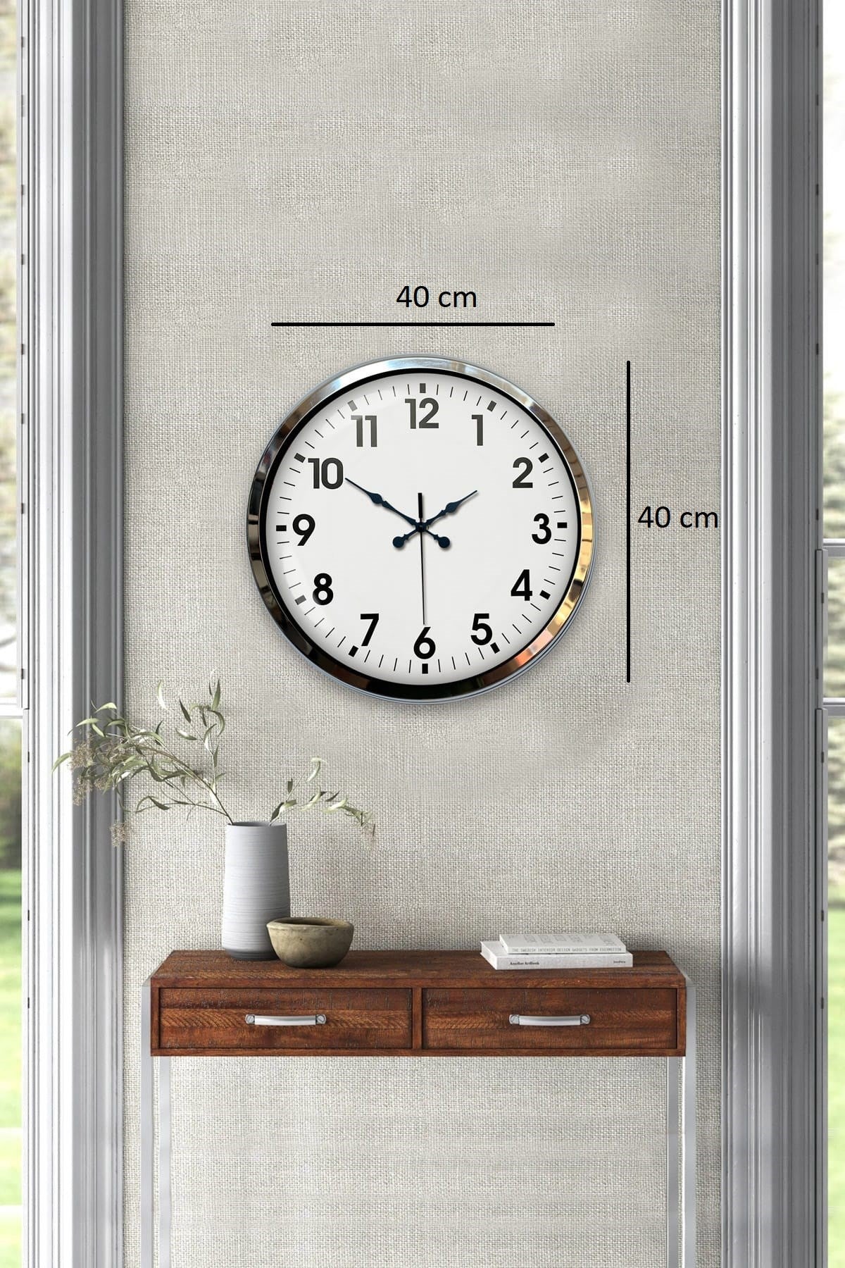Zentime Krom Elegance 40 Cm Metal Standart Duvar Saati