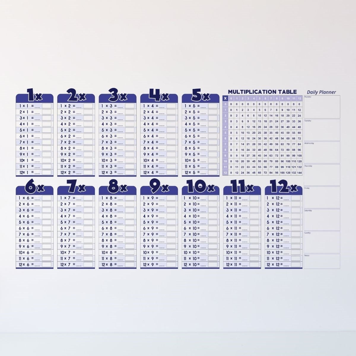 ANKAVERSE® Statik Akıllı İngilizce Çarpım Tablosu - 100x56 cm (Silgili Kalem Hediyeli)