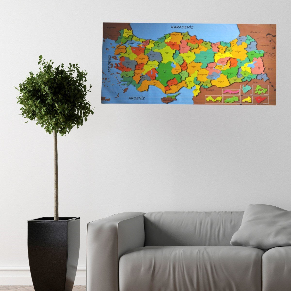 ANKAVERSE® Manyetik Renkli Türkiye Haritası Duvar Sticker'ı - 118x56 cm