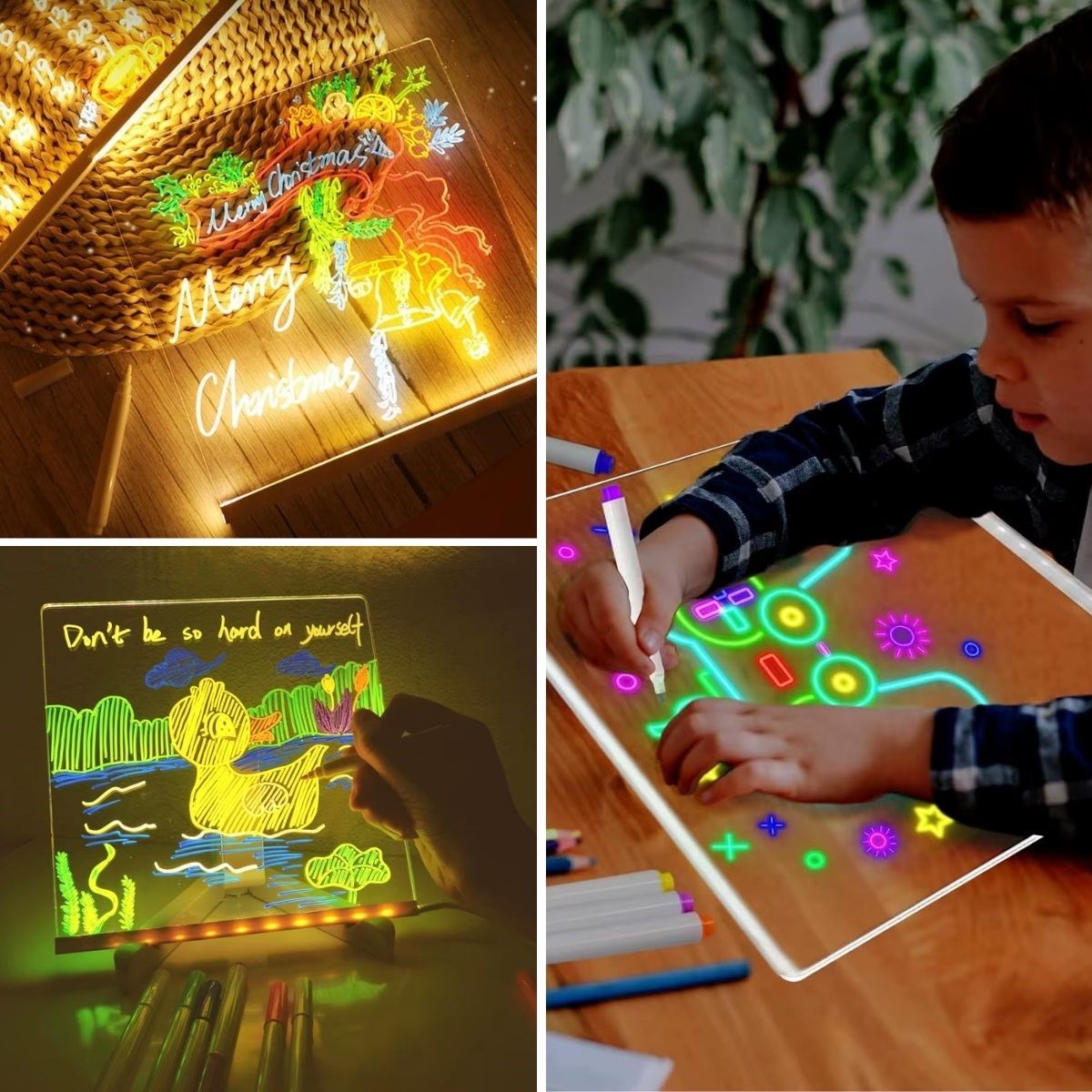 ANKAVERSE® LED Işıklı Fosforlu Yazı Panosu - 20x20 cm