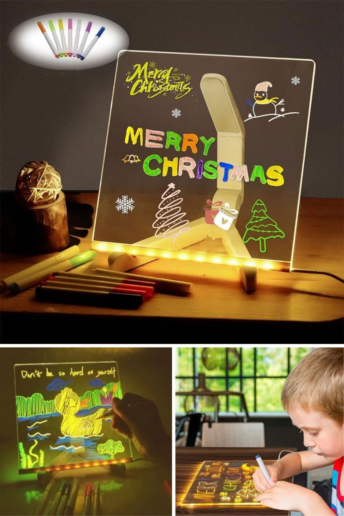 ANKAVERSE® LED Işıklı Fosforlu Yazı Panosu - 20x20 cm