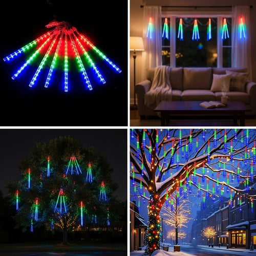 10'lu 45 CM Uzunluğunda Plastik Meteor 2m Kablo LED USB RGB Ağaç Işığı – Renk Değiştiren Asmalı Dekoratif Bahçe ve Dış Mekan Aydınlatması (5286)