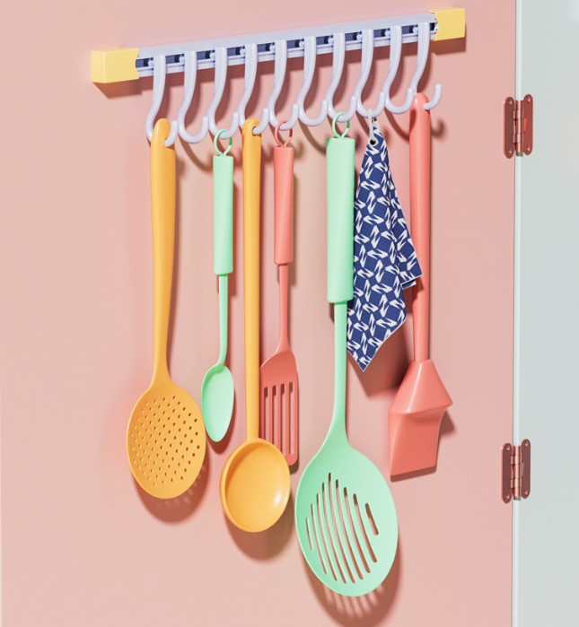 10 Kancalı Raylı Mutfak ve Banyo Düzenleyici Askı 30 cm (5286)