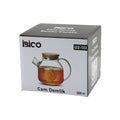 1000ML SADE DÜZ CAM DEMLİK  BAMBU DIŞ YÜZEY - METAL İÇ YÜZEY - SİLİKON CONTALI KAPAK (5286)
