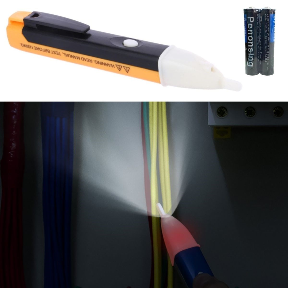 Elektrik Kaçak Dijital Kontrol Kalemi Cihazı -Dedektörlü Temassız Işıklı Kablo Voltaj Test (5286)