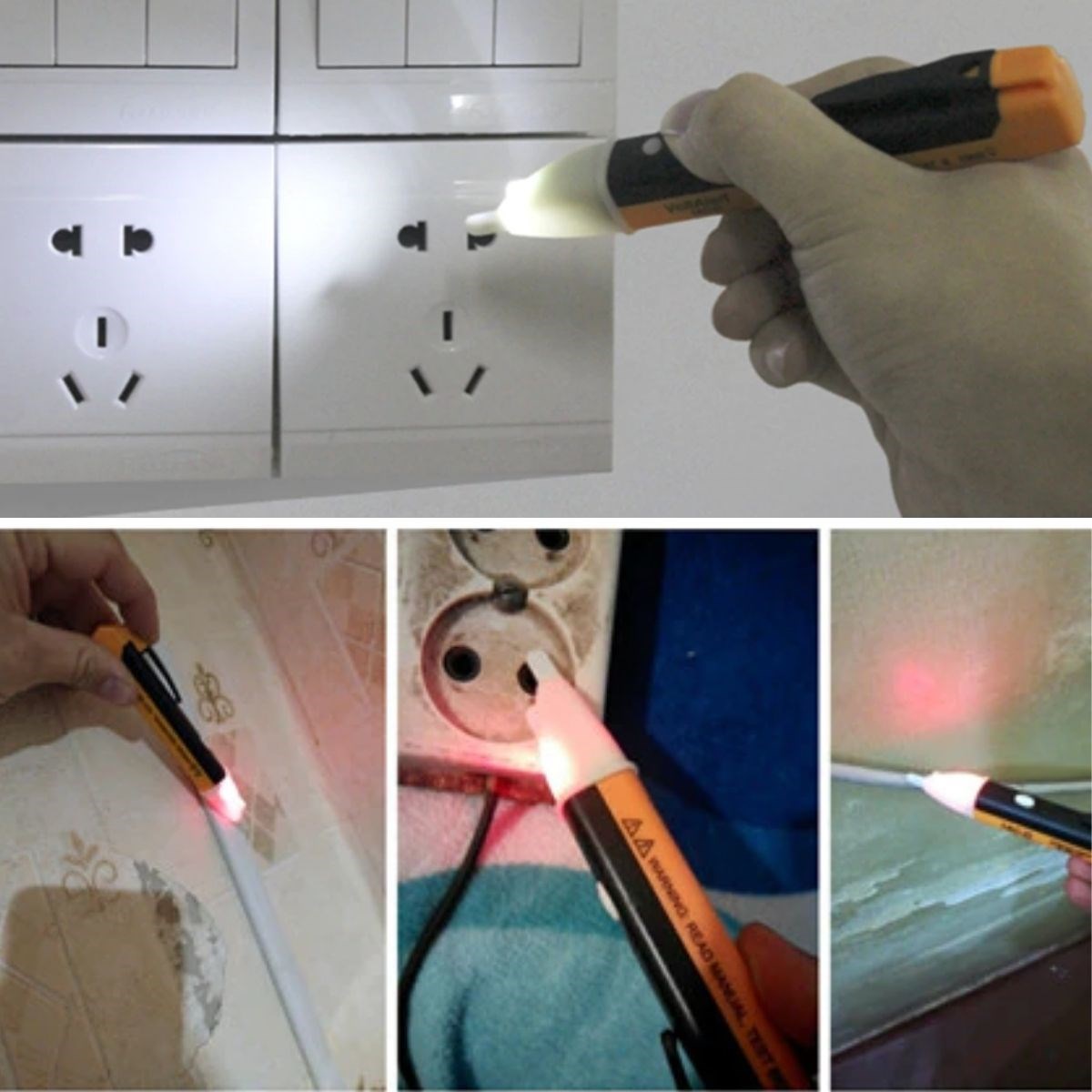 Elektrik Kaçak Dijital Kontrol Kalemi Cihazı -Dedektörlü Temassız Işıklı Kablo Voltaj Test (5286)