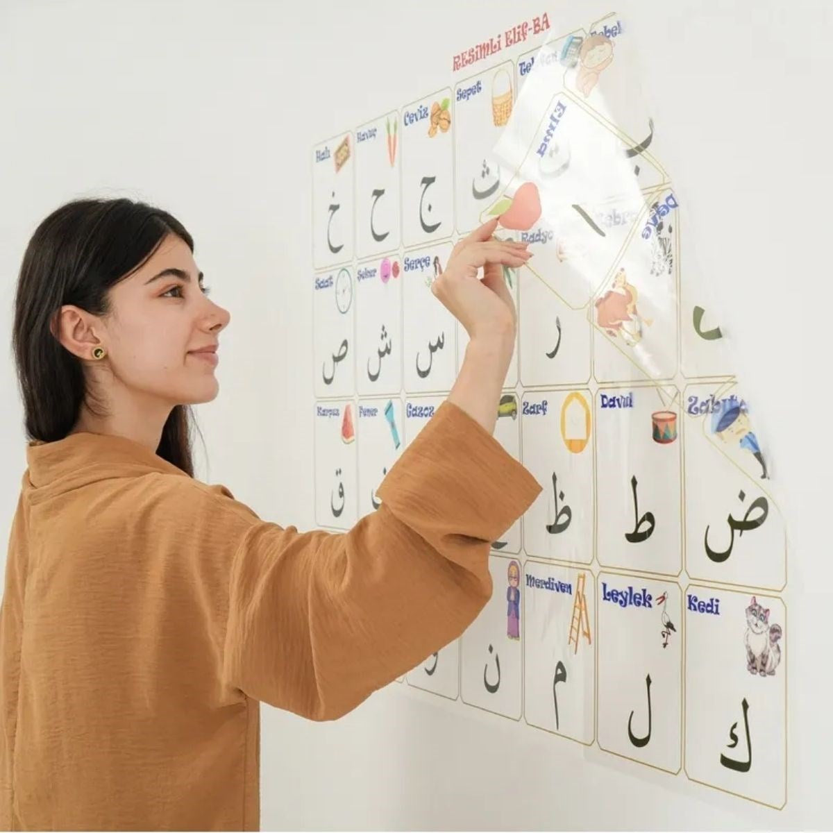 70x100 cm Statik Kağıt Elif-Ba Öğrenme Tahtası (5286)