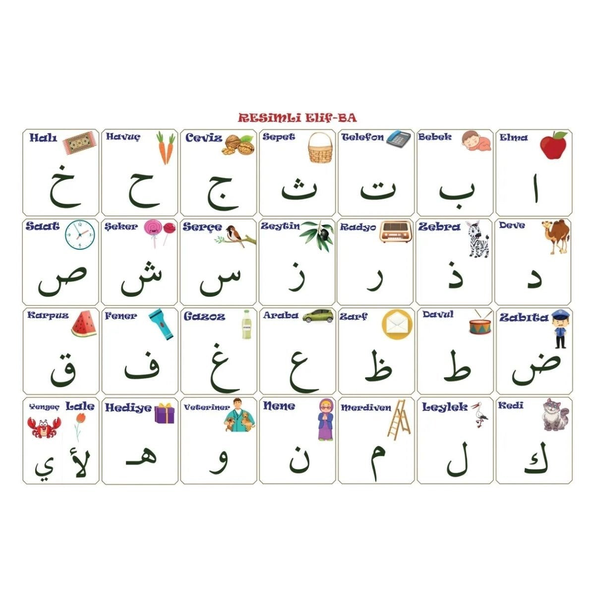 70x100 cm Statik Kağıt Elif-Ba Öğrenme Tahtası (5286)