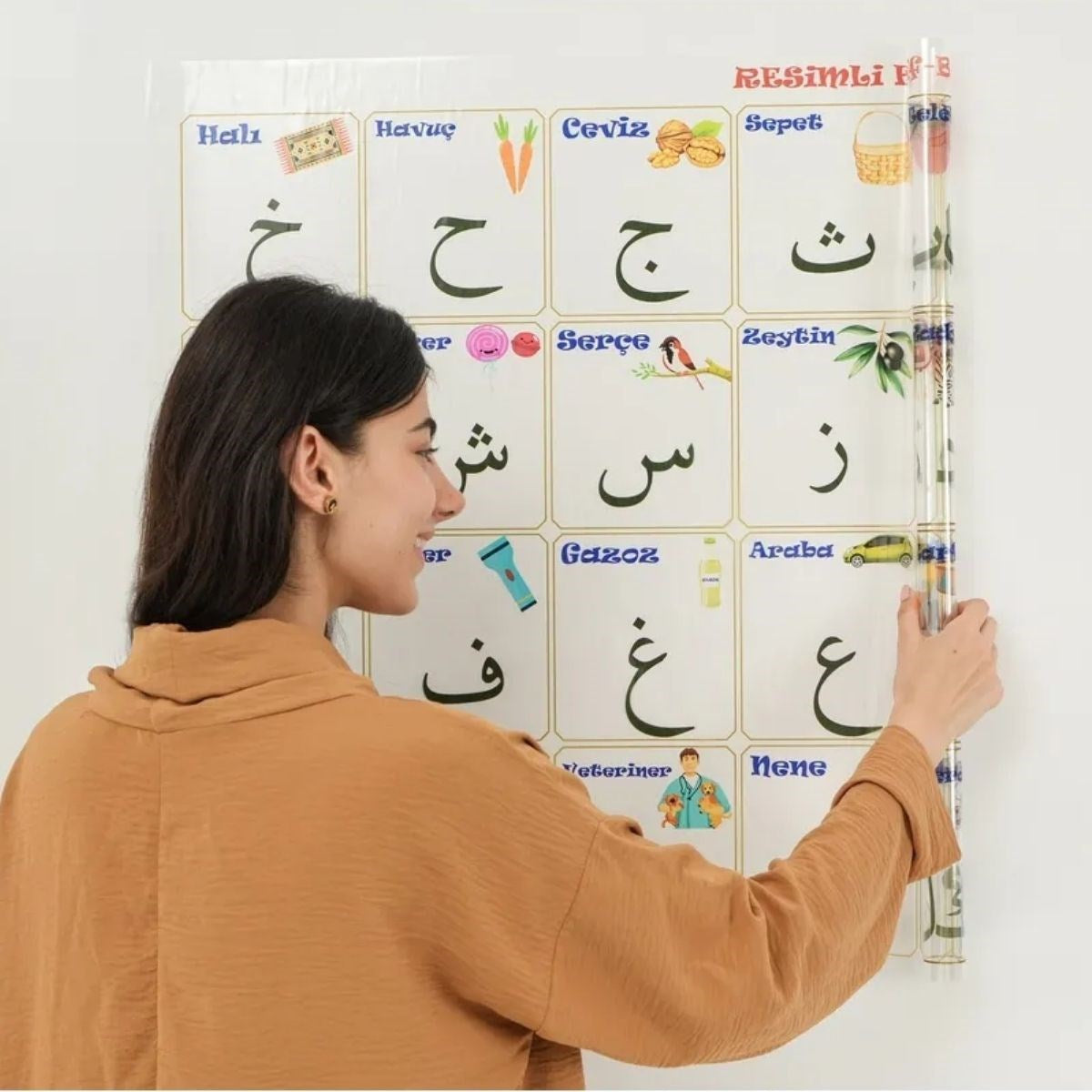 70x100 cm Statik Kağıt Elif-Ba Öğrenme Tahtası (5286)