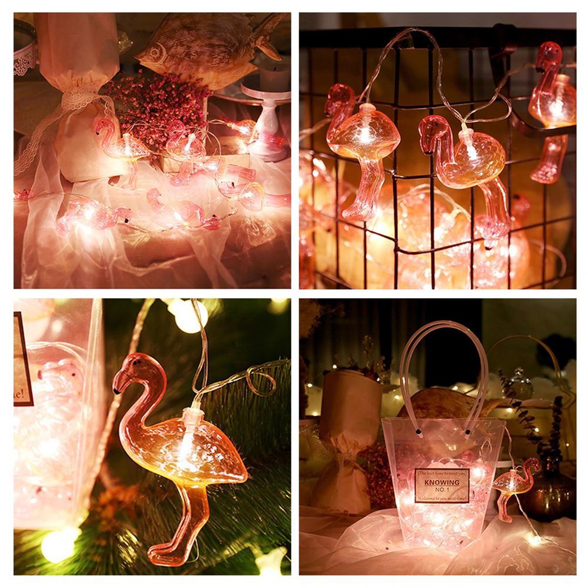 10'lu Pilli Led Flamingo Dekoratif Işık Zinciri Aydınlatma 1,5 Mt (5286)