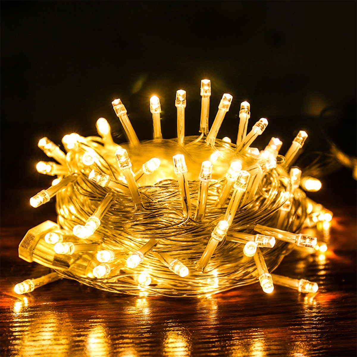 10 Metre 100 Ledli 8 Fonksiyonlu Dekoratif Lambader Sarı Lamba (5286)