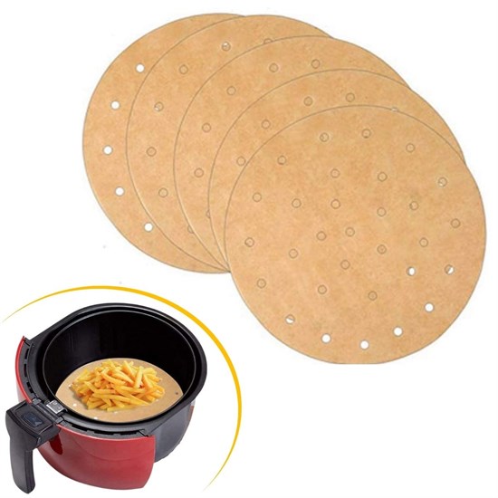 100 Adet  Airfryer Pişirme Kağıdı Tek Kullanımlık Hava Fritözü Yuvarlak Delikli Model (5286)