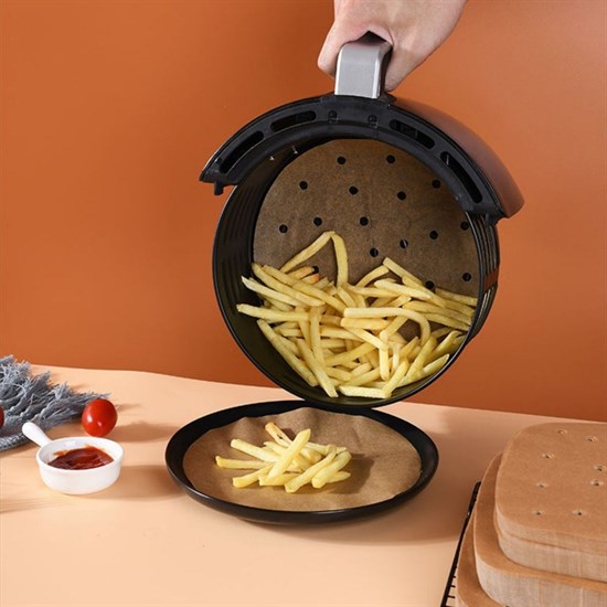 100 Adet  Airfryer Pişirme Kağıdı Tek Kullanımlık Hava Fritözü Yuvarlak Delikli Model (5286)