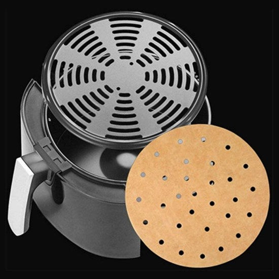100 Adet  Airfryer Pişirme Kağıdı Tek Kullanımlık Hava Fritözü Yuvarlak Delikli Model (5286)