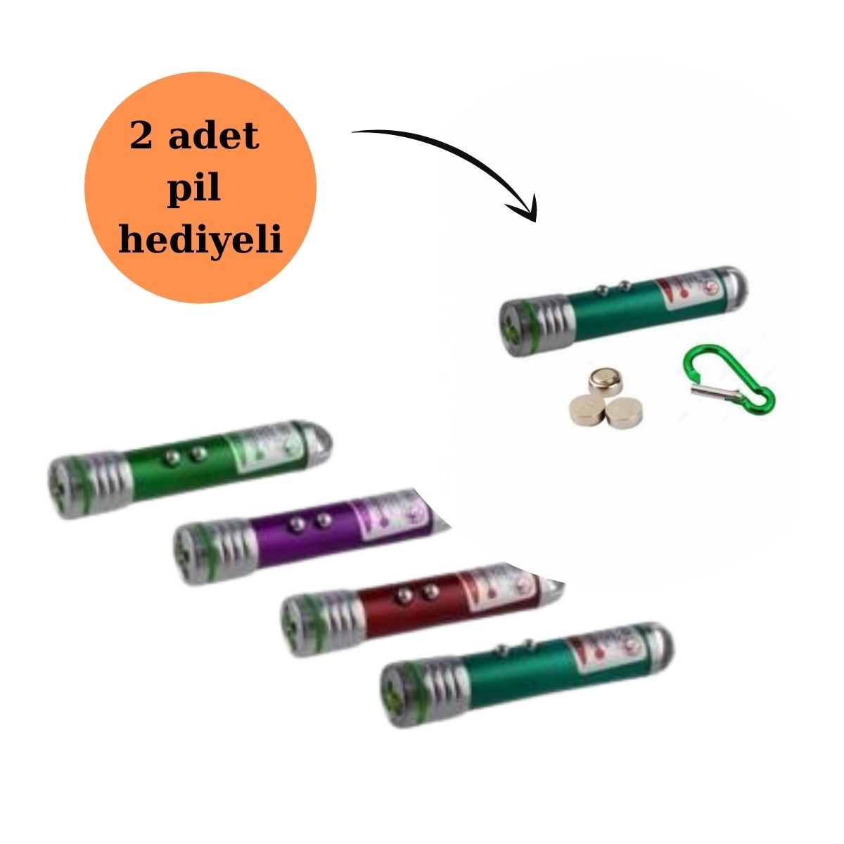 3 Fonksiyonlu Kırmızı Beyaz Işıklı Led Lazer Kedi Köpek Oyuncak Anahtarlık (5286)