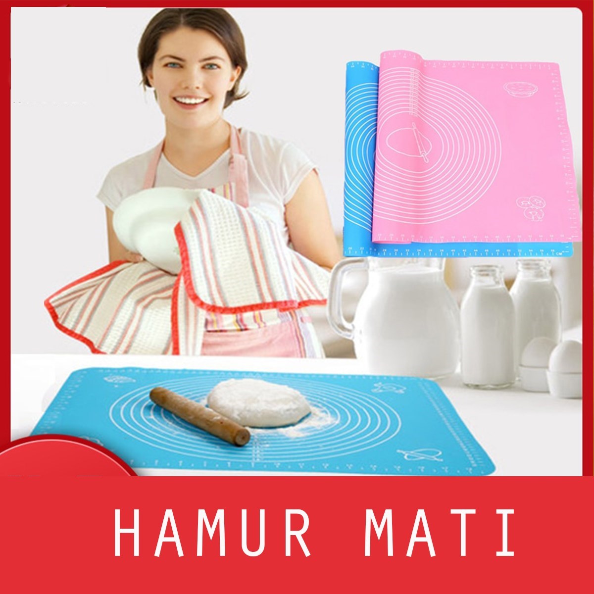 30*40 cm Hamur Matı Silikon Ölçekli Kullanımı Kolay Hamur Açma Matı (5286)