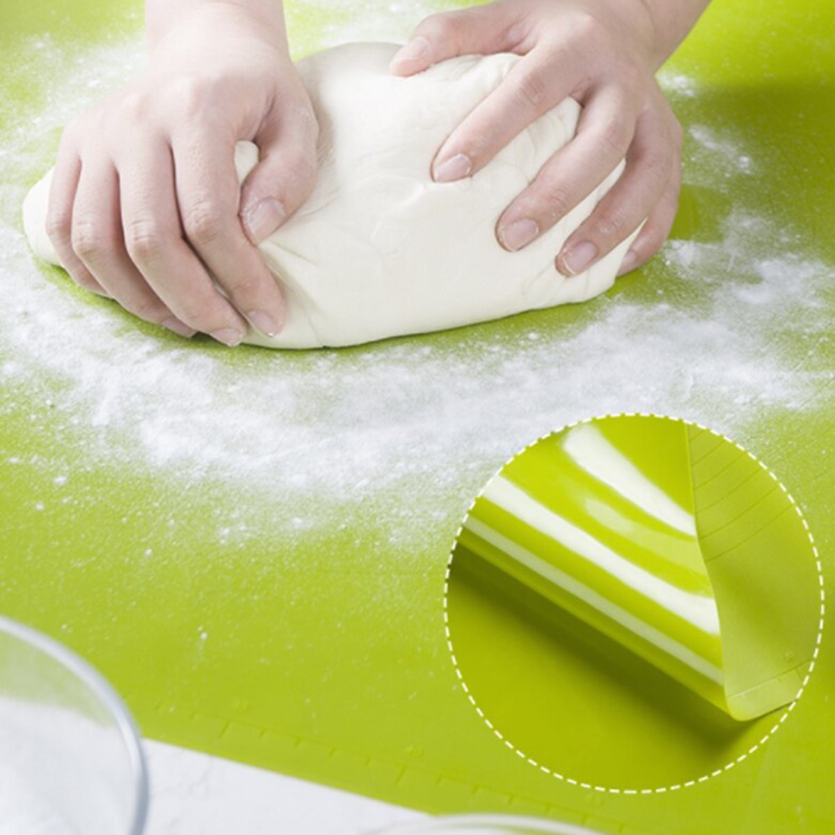 40*50 cm Silikon Ölçekli Kullanımı Kolay Hamur Açma Matı Ekmek Mantı Makarna Hamuru Yoğurma Matı (5286)