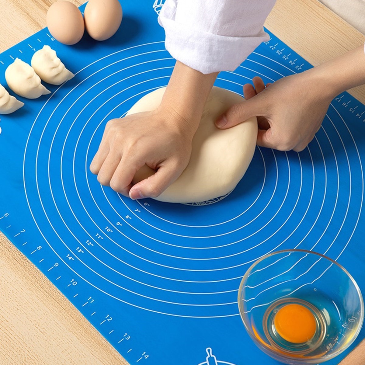 40*50 cm Silikon Ölçekli Kullanımı Kolay Hamur Açma Matı Ekmek Mantı Makarna Hamuru Yoğurma Matı (5286)