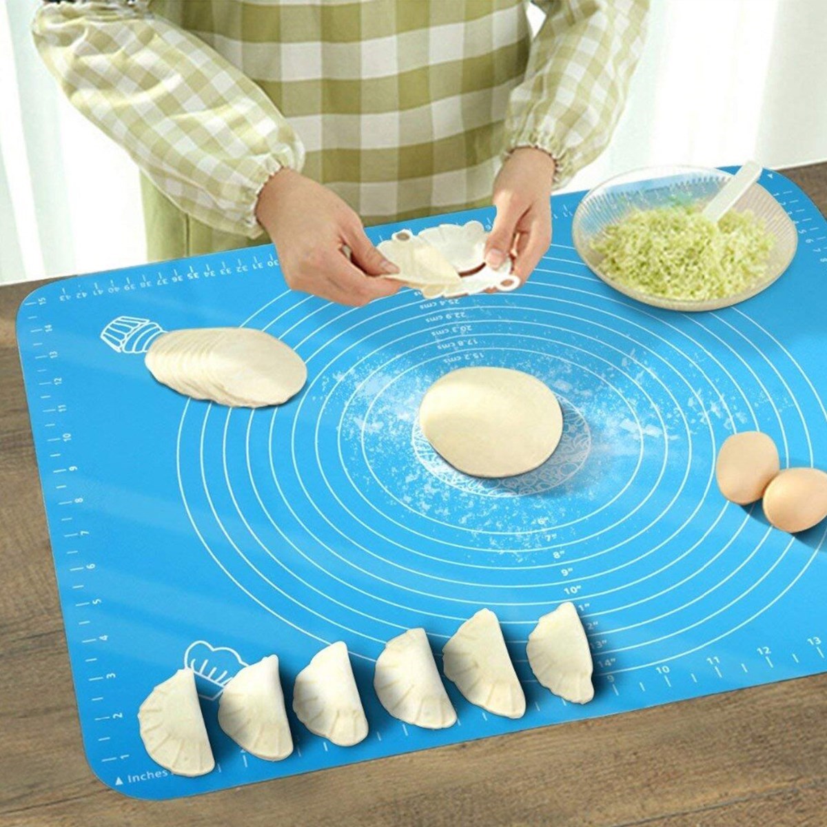40*50 cm Silikon Ölçekli Kullanımı Kolay Hamur Açma Matı Ekmek Mantı Makarna Hamuru Yoğurma Matı (5286)