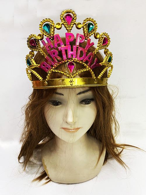 Altın Renk Happy Birthday Yazılı Doğum Günü Tacı 60 cm (5286)
