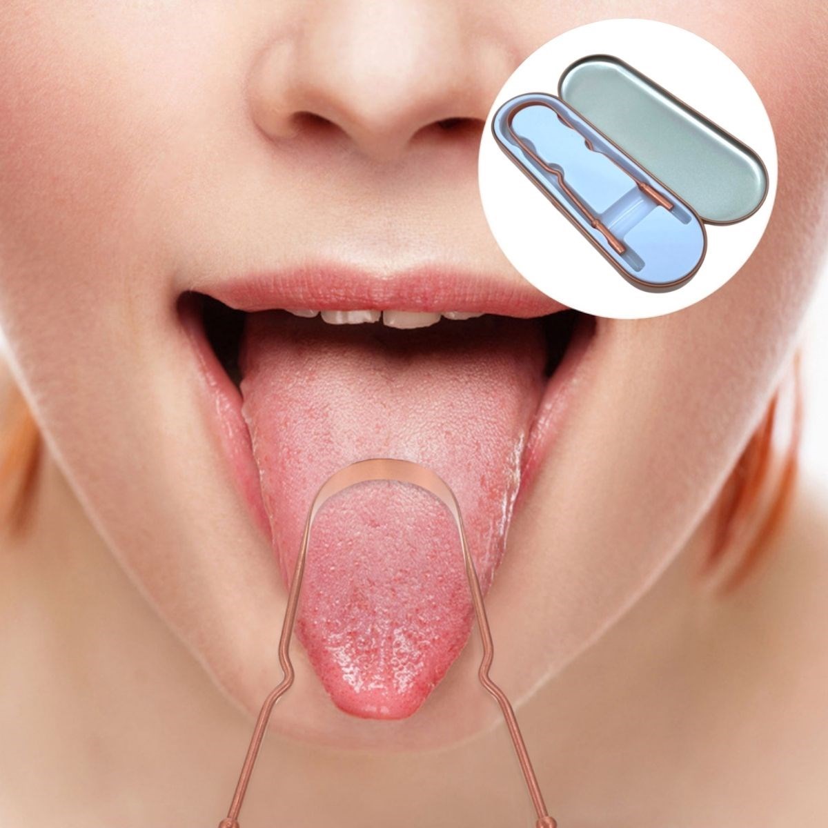 Bakır Oil Pulling Yağ Çekme Dil Plak Temizleme Aleti Dil Fırçası Sıyırıcı Dil Kaşığı (5286)