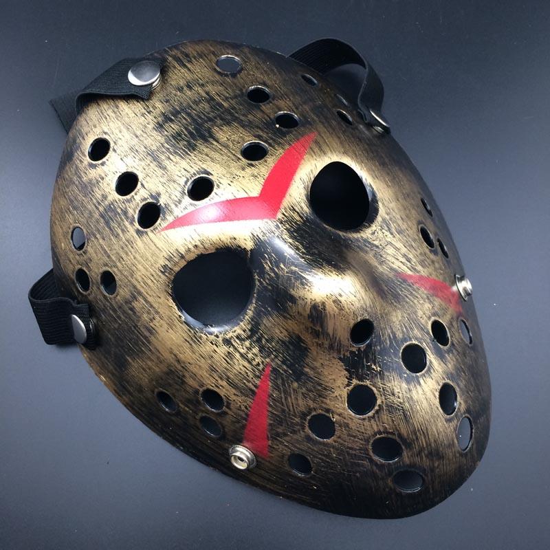 Bakır Renk Kırmızı Çizgili Tam Yüz Hokey Jason Maskesi Hannibal Maskesi (5286)