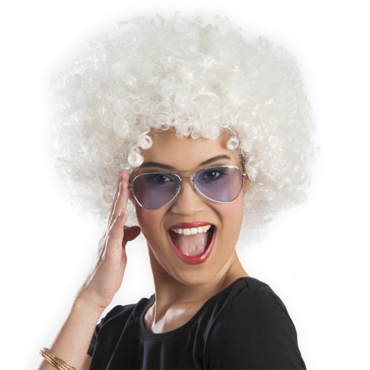 Beyaz Renk Kıvırcık Afro Bonus Peruk (5286)