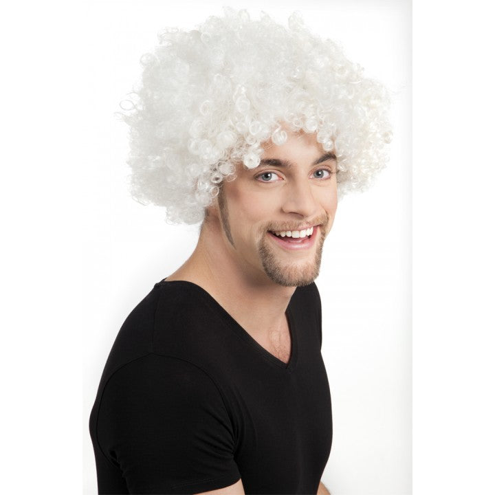 Beyaz Renk Kıvırcık Afro Bonus Peruk (5286)