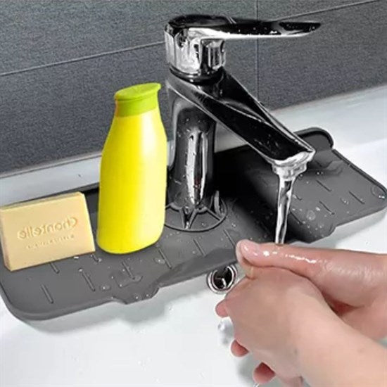 Lavabo İçin Silikon Esnek Mat Musluk Sapı Damlama Tutucu Raf Mutfak Tezgahı Sıçrama Koruma (5286)