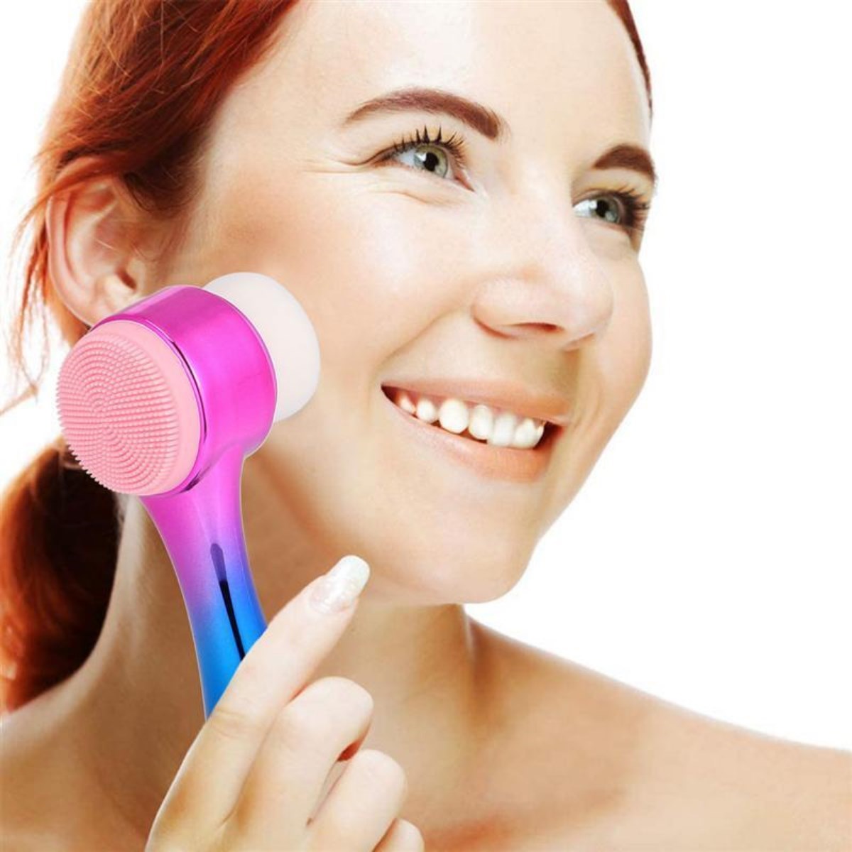 Çift İşlevli Renkli Cilt Yüz Temizleme Fırçası Peeling Masaj Etkili Gözenek Temizleyici Alet (5286)