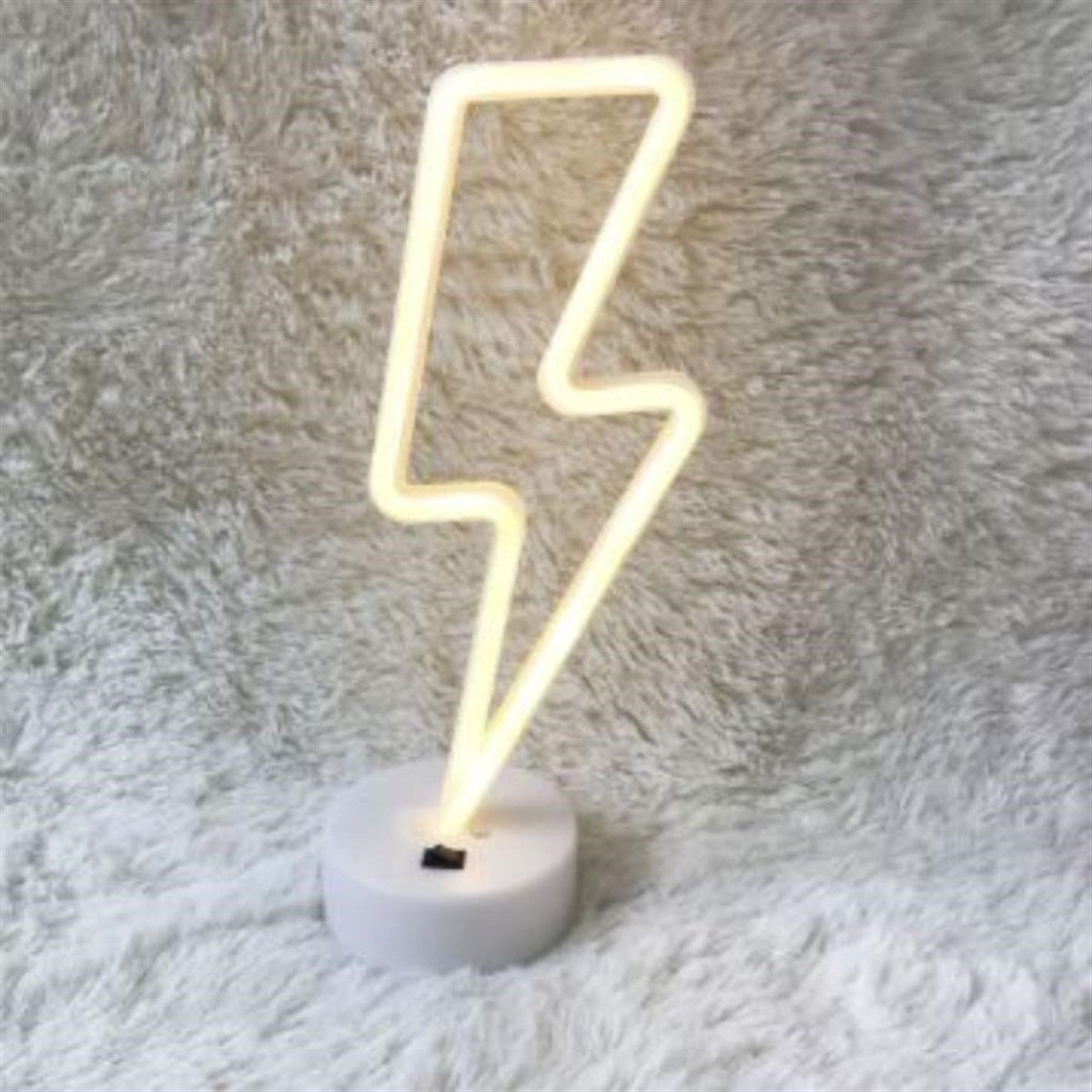 Dekoratif Şimşek Şeklinde Pilli Neon Led Lamba Süs Masa Lambası (5286)
