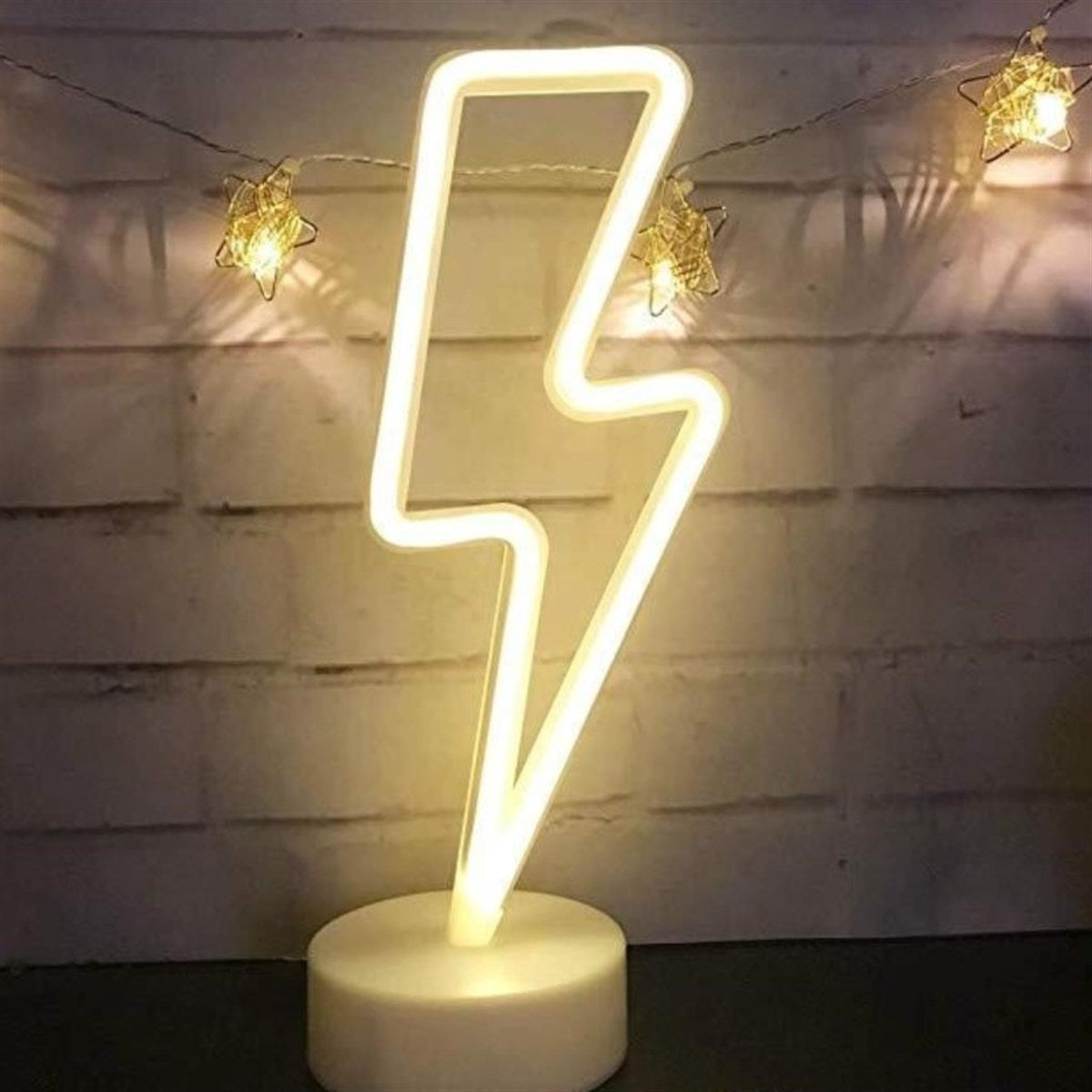 Dekoratif Şimşek Şeklinde Pilli Neon Led Lamba Süs Masa Lambası (5286)