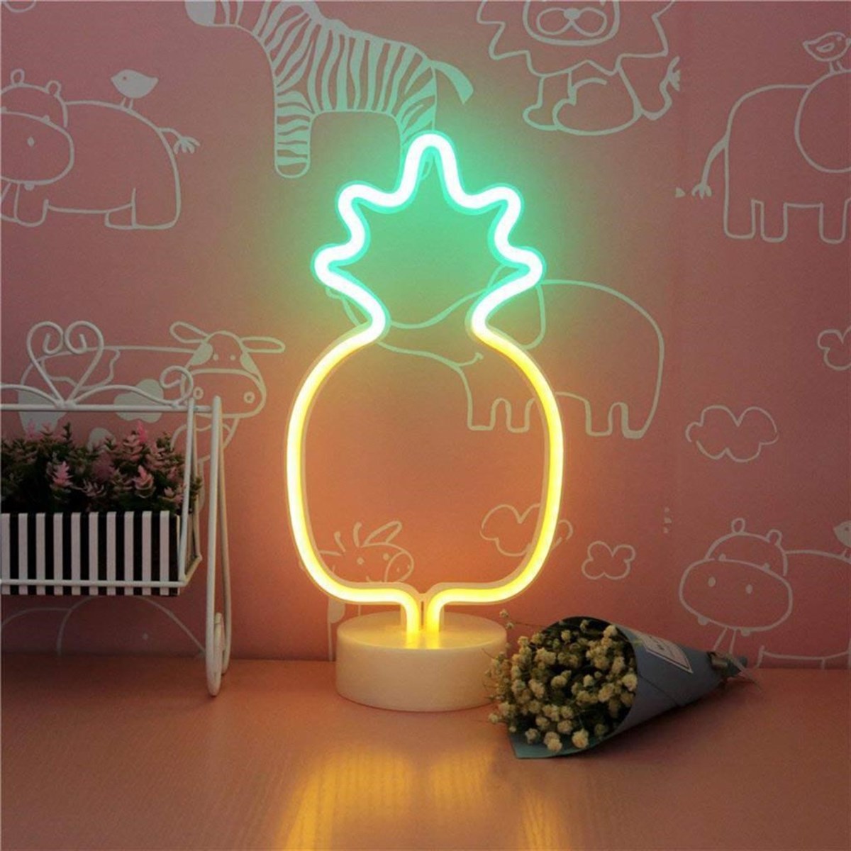 Dekoratif Ananaslı Neon Led Masa Ve Gece Lambası Hediyelik Lamba (5286)