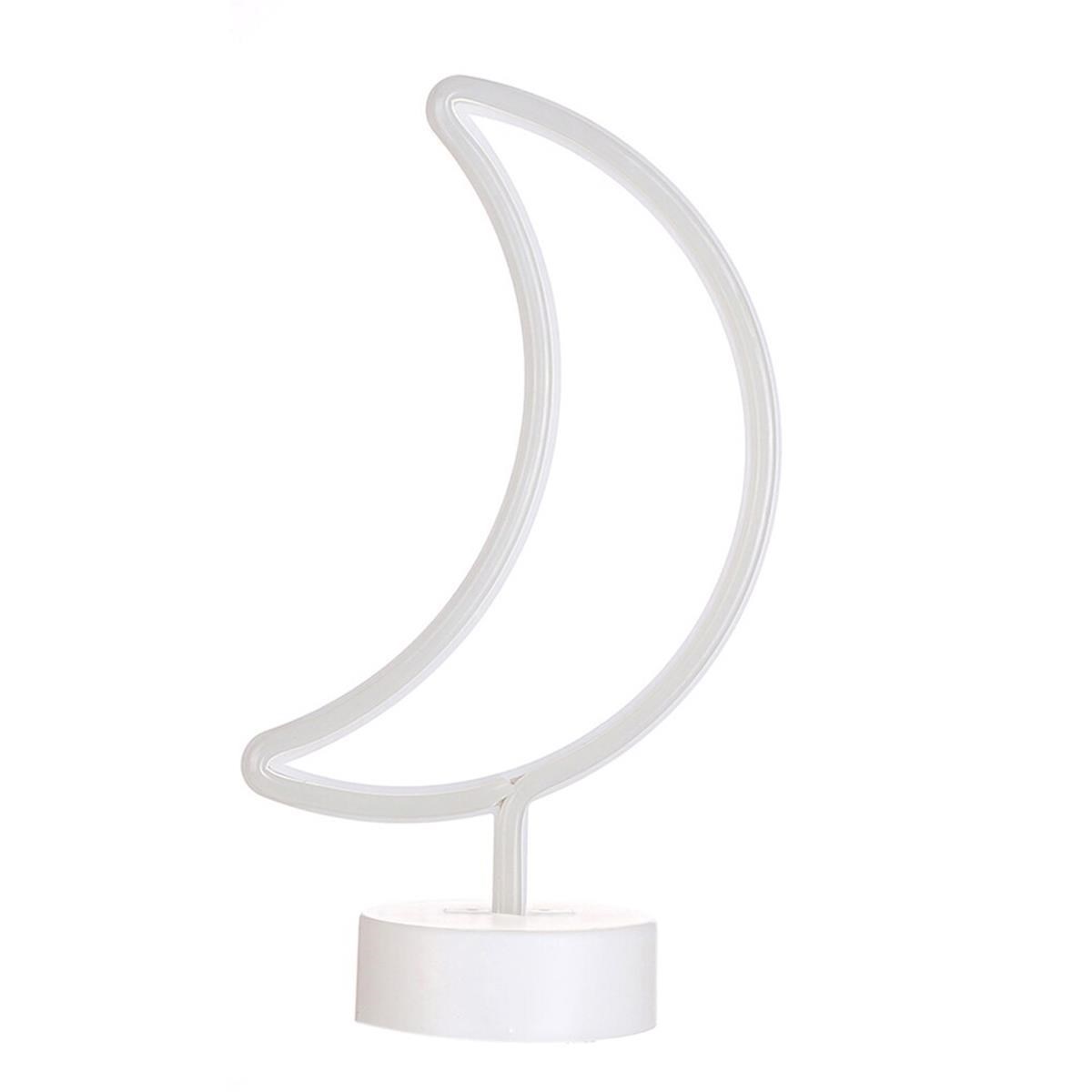 Dekoratif Pilli Ay Tasarımlı 3D Neon Led Masa Ve Gece Lambası (5286)