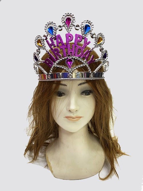 Gümüş Renk Happy Birthday Yazılı Doğum Günü Tacı 60 cm (5286)