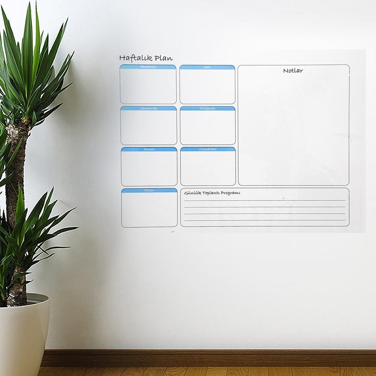 Haftalık Planlayıcı Manyetik Duvar Stickerı Takvim 70 cm x 56 cm (5286)