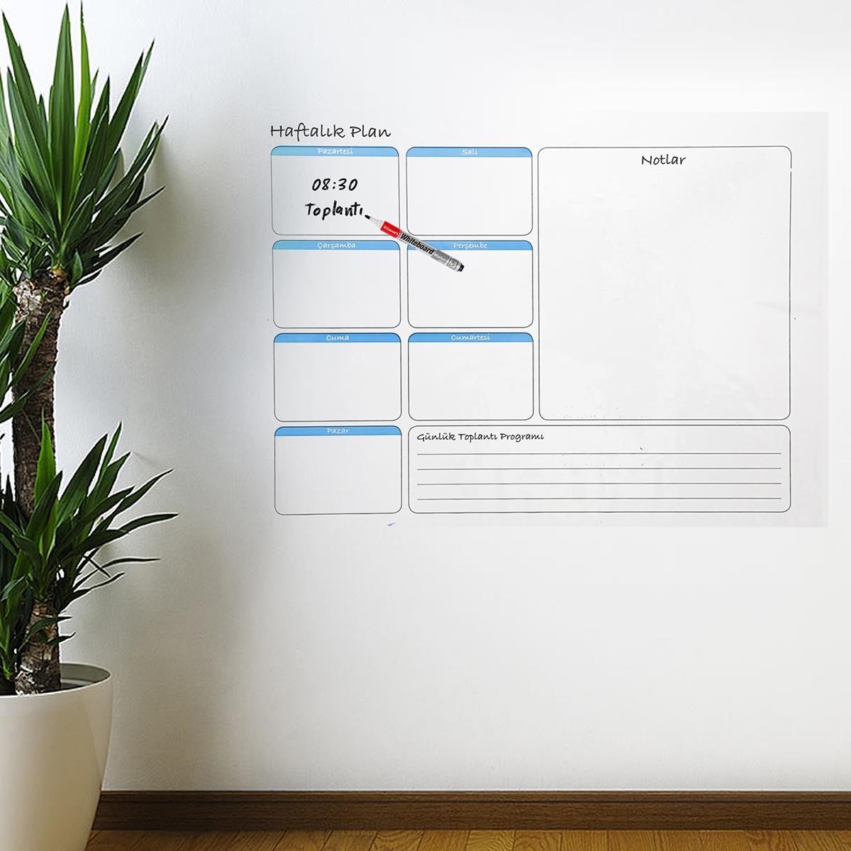 Haftalık Planlayıcı Manyetik Duvar Stickerı Takvim 70 cm x 56 cm (5286)