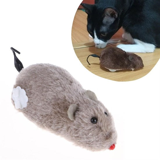Kurmalı Kedi Eğitim Oyuncağı Tüylü Peluş Fare Yakalama İnteraktif Sevimli Eğlenceli Oyuncak (5286)