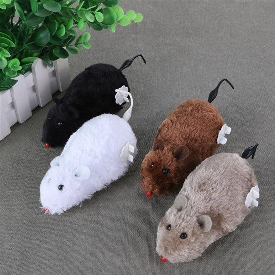 Kurmalı Kedi Eğitim Oyuncağı Tüylü Peluş Fare Yakalama İnteraktif Sevimli Eğlenceli Oyuncak (5286)