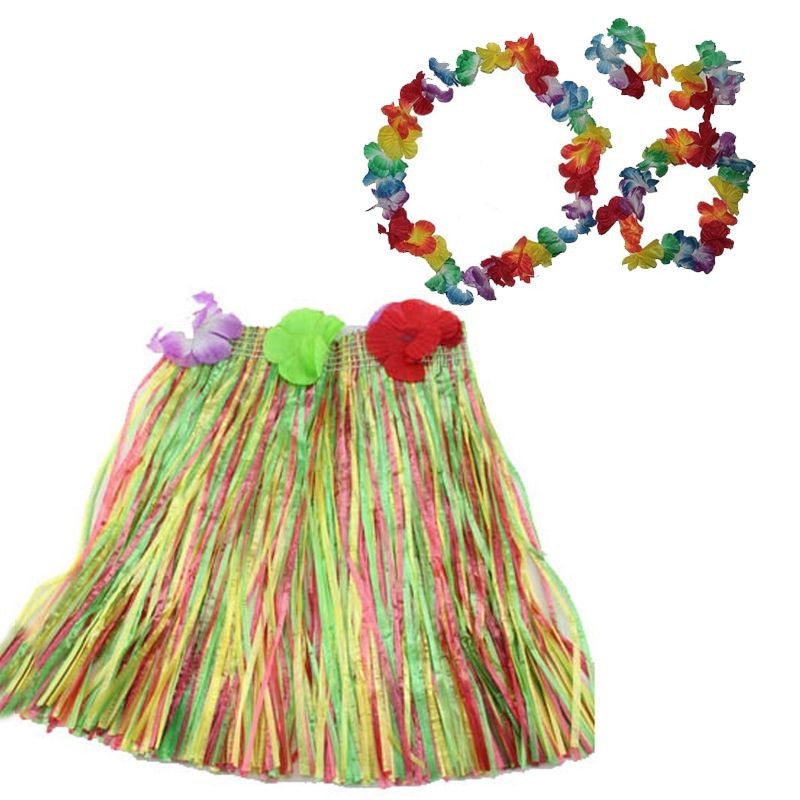 Luau Aloha Hawaii  Kolye Etek Taç ve Bileklik Seti (5286)