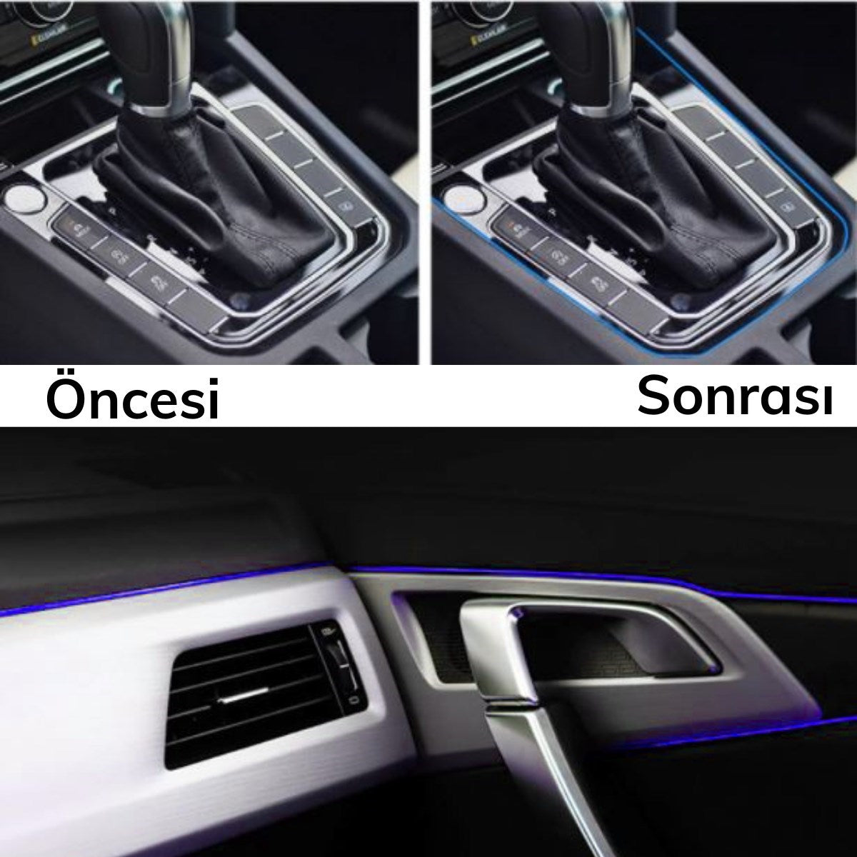 Mavi Araba Oto Trim Dekorasyon Şeridi Kauçuk Elastik Kolay Kurulum 5 metre Şerit Bant (5286)