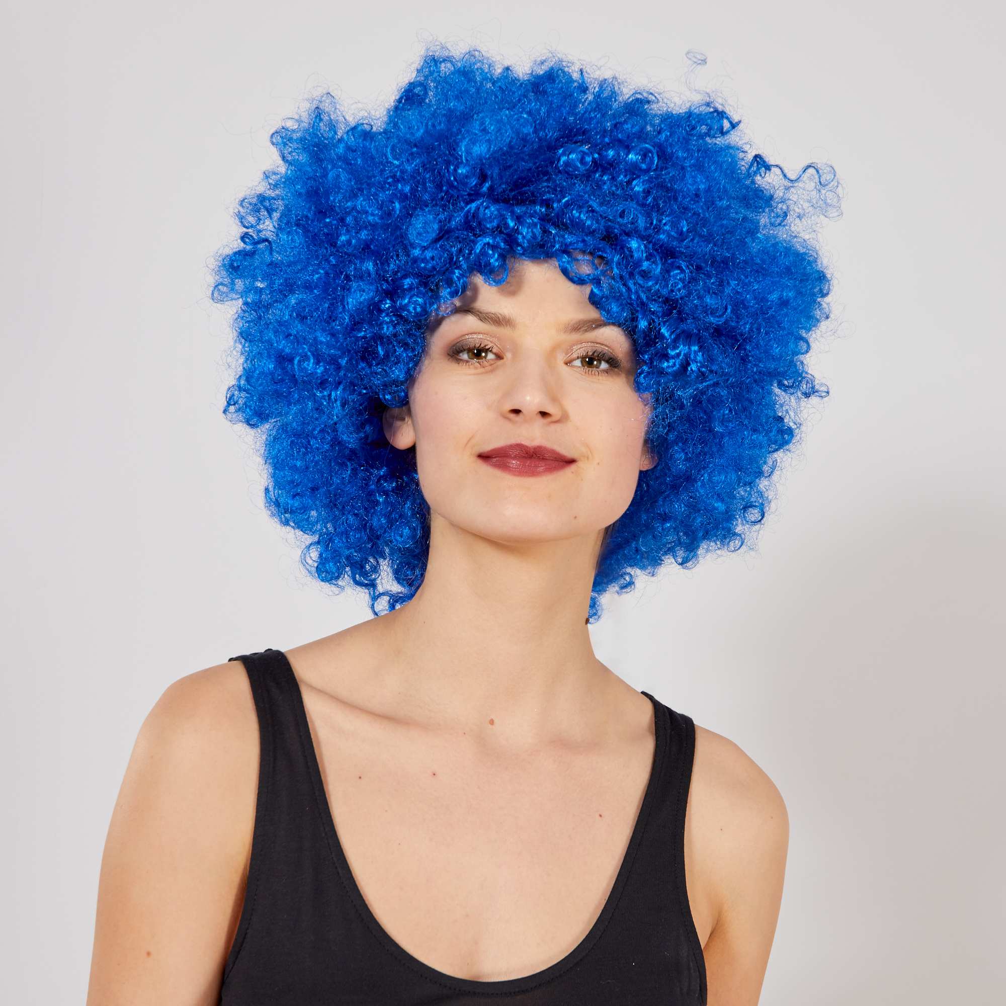 Mavi Renk Kıvırcık Afro Bonus Peruk (5286)